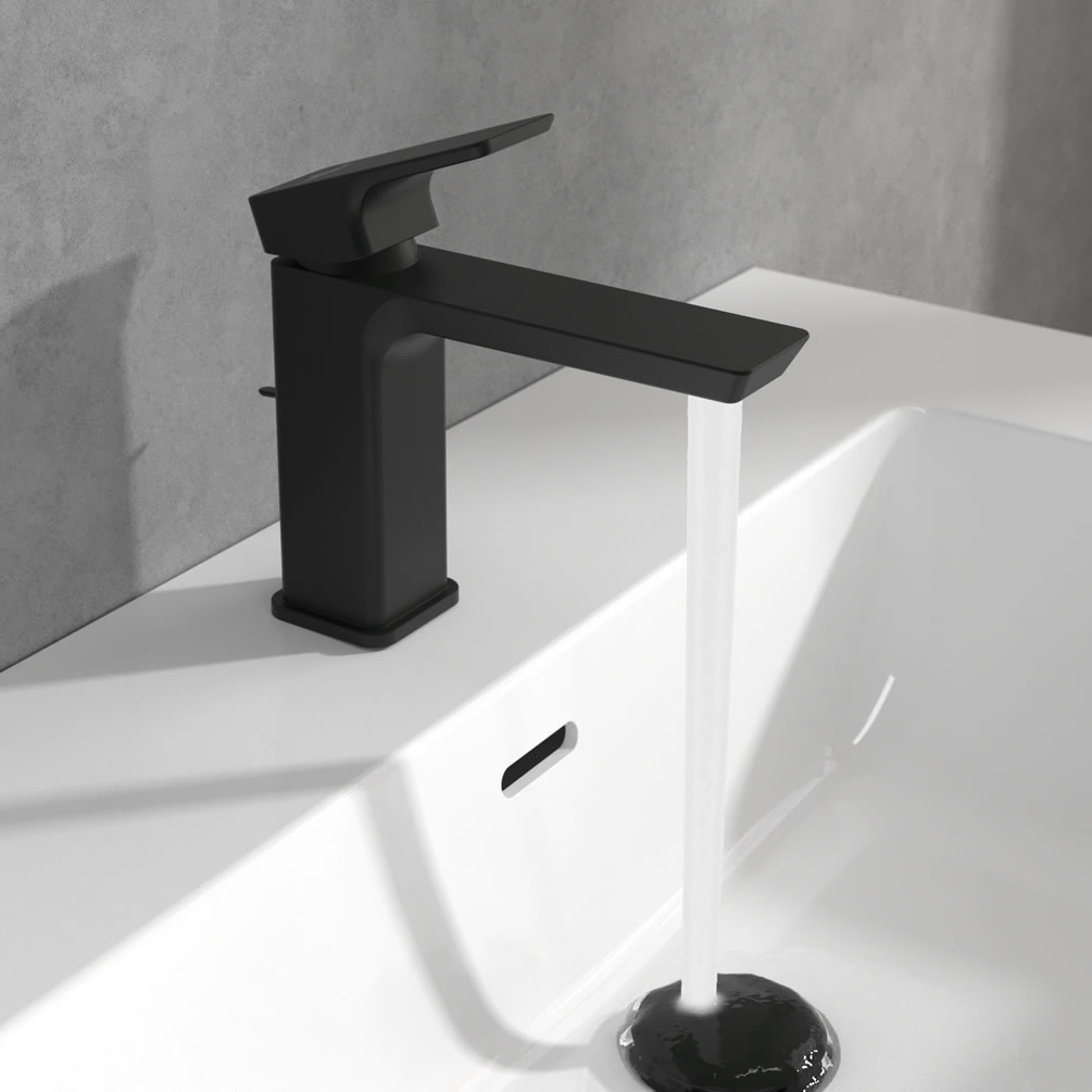 Lifestyle image of Villeroy & Boch Subway 3.0 Matt Black Basin Mono Tap & Waste